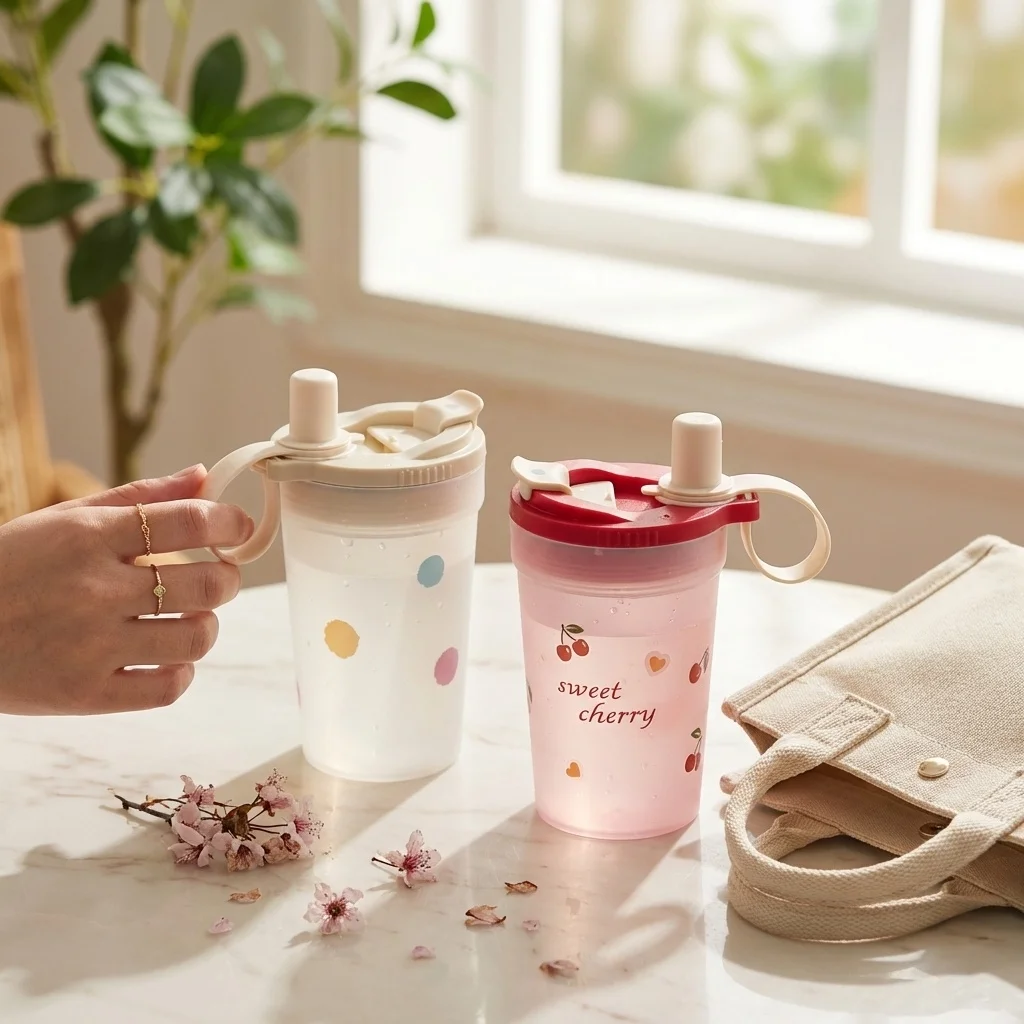 Vaso de agua de plástico transparente para bebidas frías y calientes, vaso reutilizable con pajita y filtro para té, vaso para leche y café para estudiantes