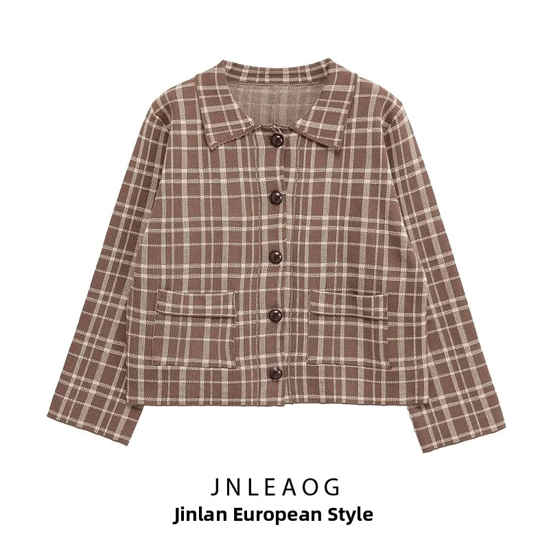 

JNLEAOG Осеннее новое женское модное вязаное пальто с отложным воротником и длиной све, 7 полосок, полиэфирное волокно 00%