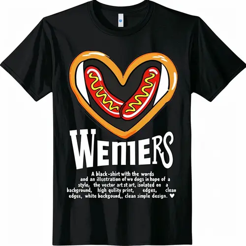 I Love WEINERS 블랙 티셔츠, 재미있는 핫도그 하트 디자인 