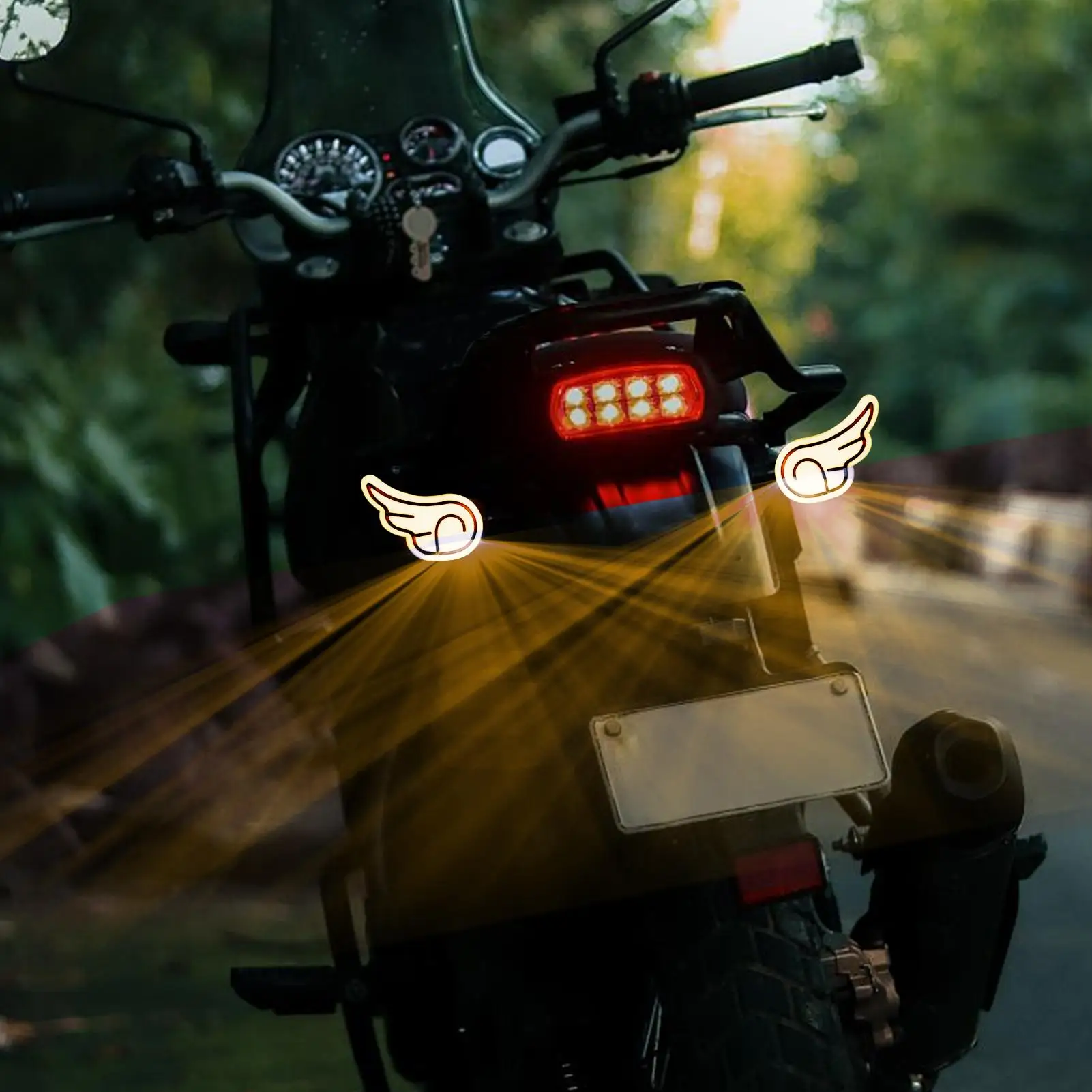 

Motorcycle Tail Lights Double Wings Dirtbike LED Safety Lamp Waterproof High Brightness Flashing Lamp Motorbike Accessories For