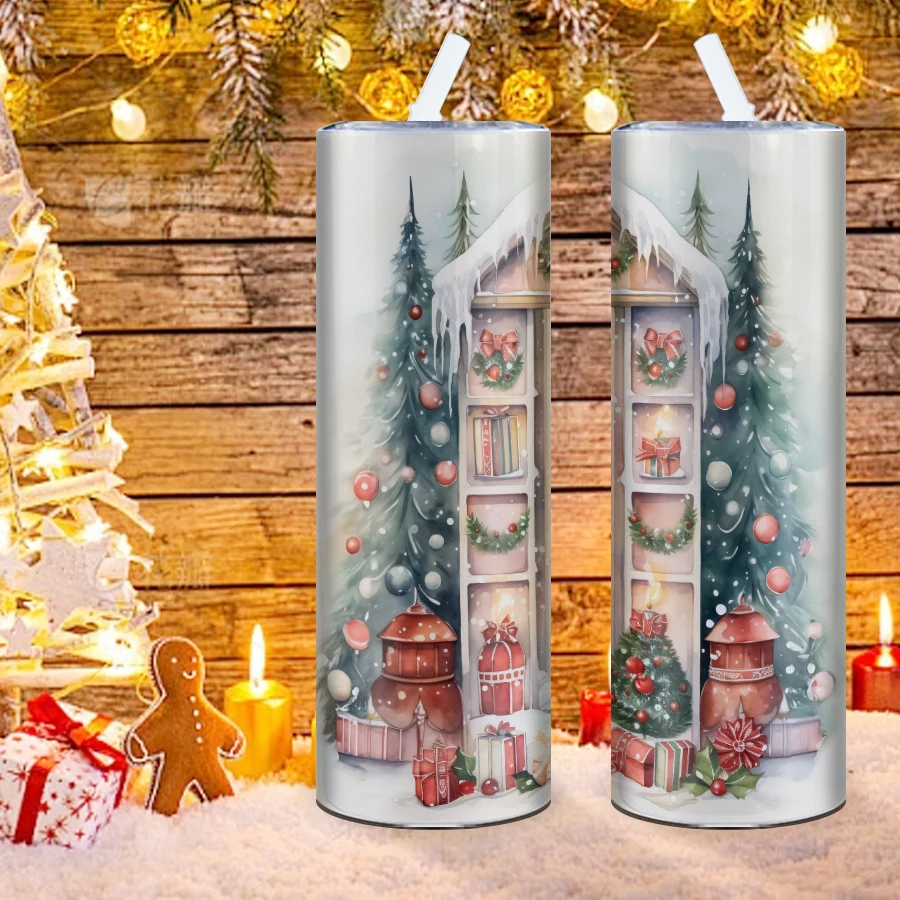 1pc Nutcracker Pattern 3d Printed Tumbler 20oz Stainless Steel Insulation Straight Water Bottle Straight Cup Christmas Gifts