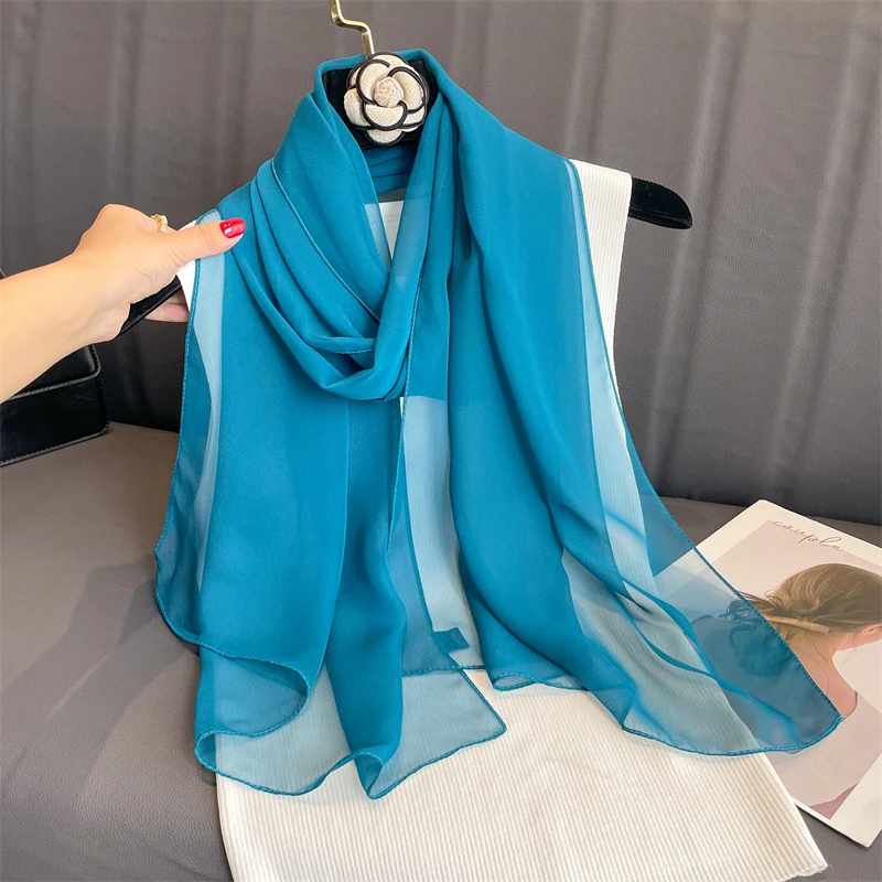 2023 New Fashion Summer Women soild color Beach sciarpa scialli di seta fascia fascia fascia femminile avvolge la protezione solare Hijab