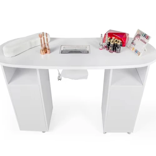 New White Beauty Professional Nail Manicure Table with Dust Collector Set Salon Dust Collectorand Chair Set