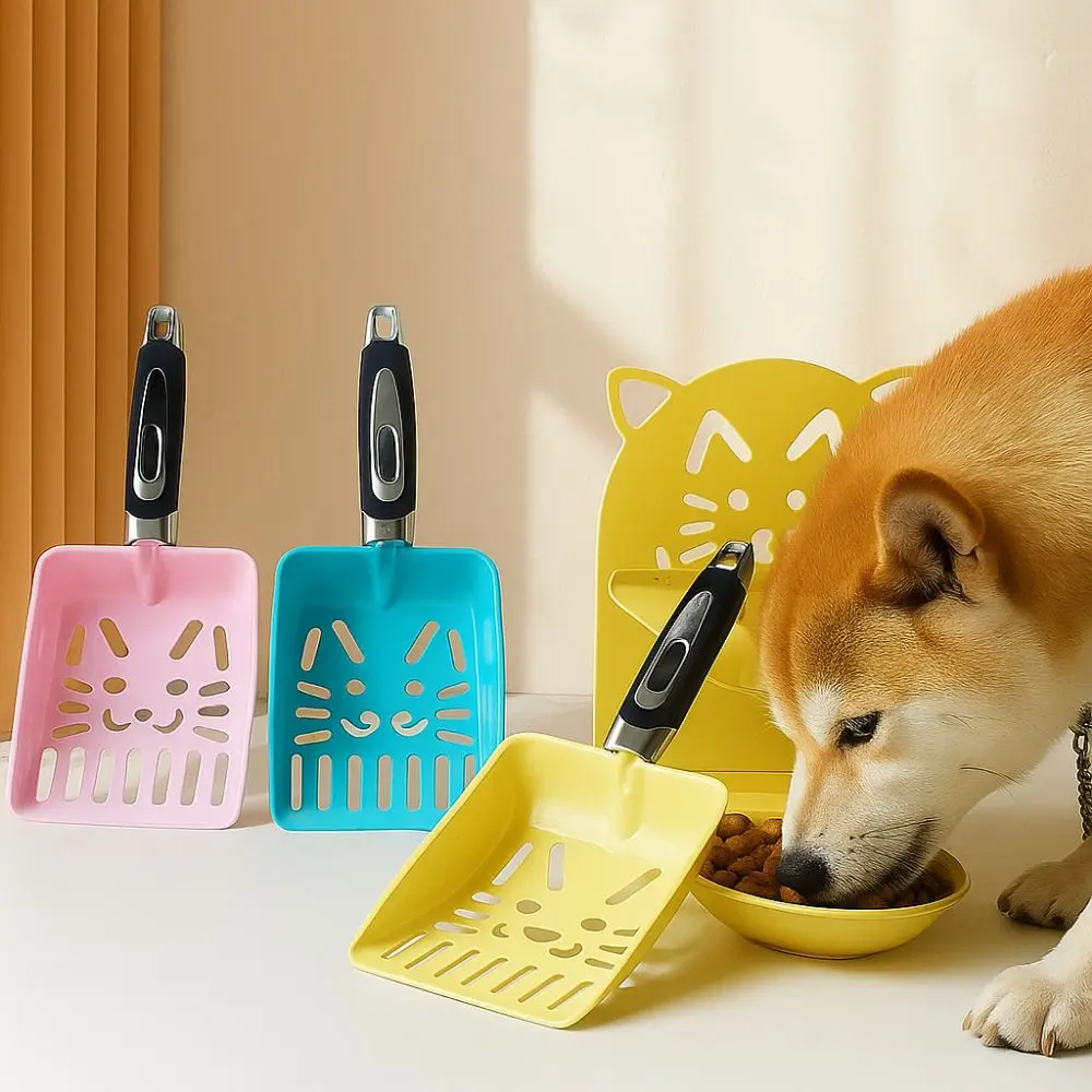 

Stainless Steel Elevated Cat Food Bowl Scientific Neck Brace Anti-Tip Design Cat High Footed Bowl with Cat Litter Scoop