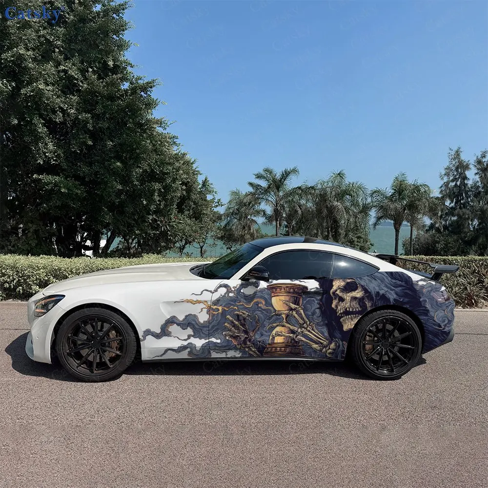 2pcs Time Hourglass Reaper Car Side Wraps, Self-Adhesive PVC Waterproof & Scratch-Resistant Stickers, Car Accessory Gift