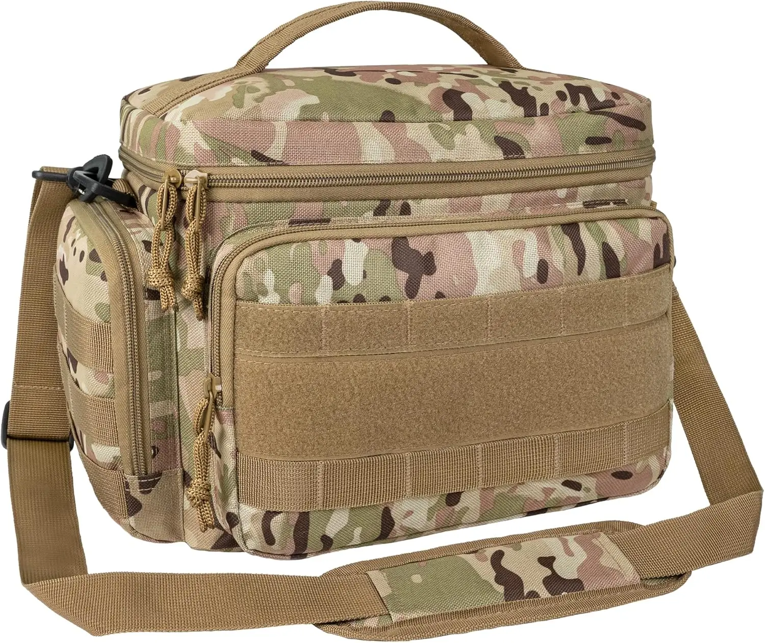 

Tactical Lunch Box for Men, Camo Mens Insulated Lunch Bag for Adult, Leakproof Soft Lunch Cooler with MOLLE Mesh Side Po