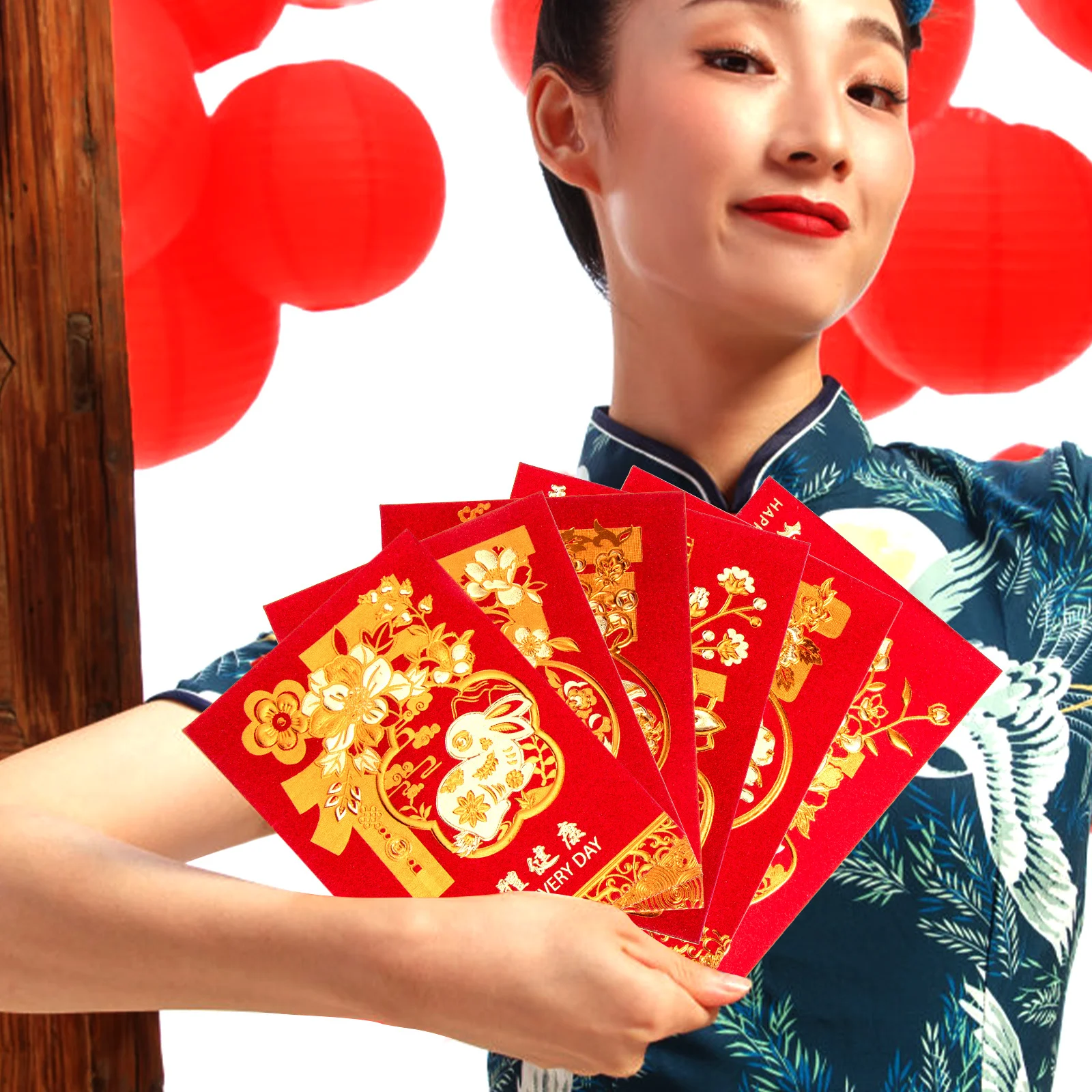 60Pcs Chinese New Year Red Envelopes Rabbit Year Paper Money Pockets Spring Festival Lucky Red Packets Bunny Pattern Blessing