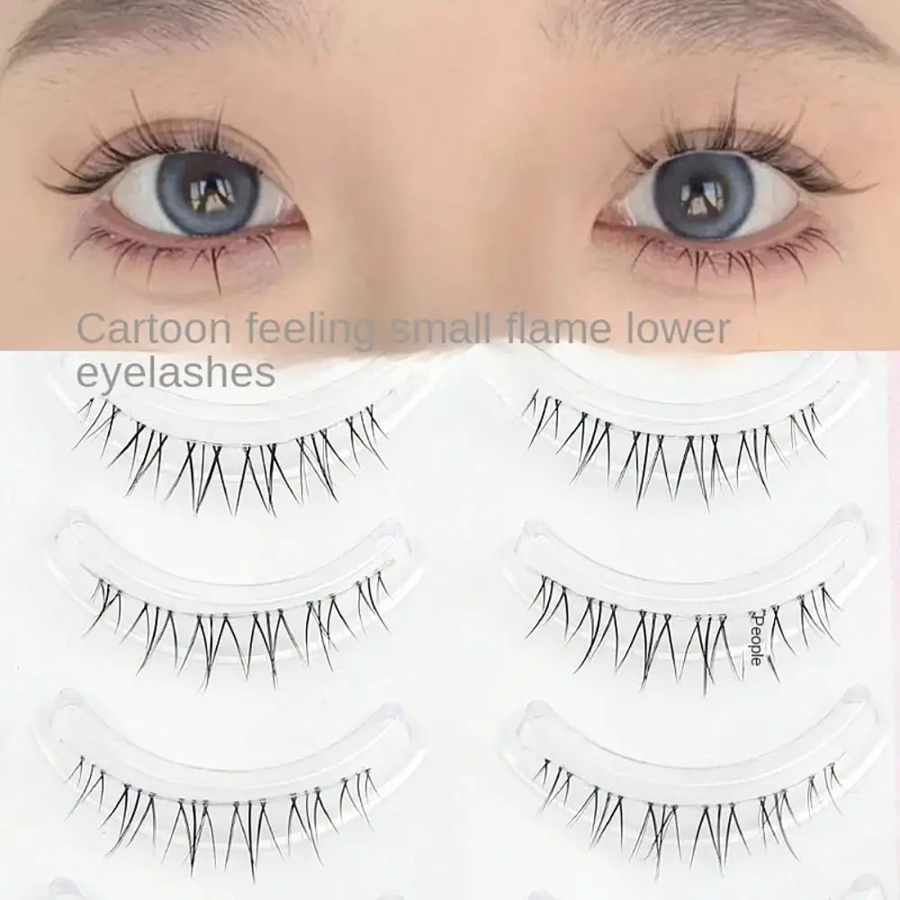 5PAIRS Whole Pair Lower False Lashes Tiny Flame Transparent Stems Eyelash Extension 1:1 Reduction Eye Makup Tool Beauty