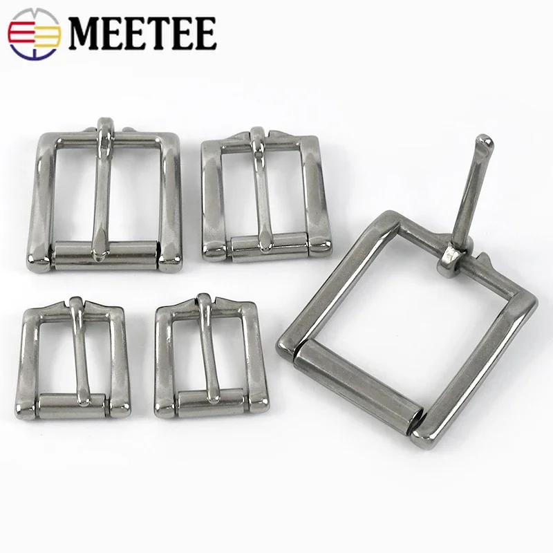 Meetee 1Pc/2Pcs 17/20/26/34/38mm Stainless Steel Belt Buckle Head Bag Strap Adjust Roller Clasp Luggage Pin Buckles Hardware