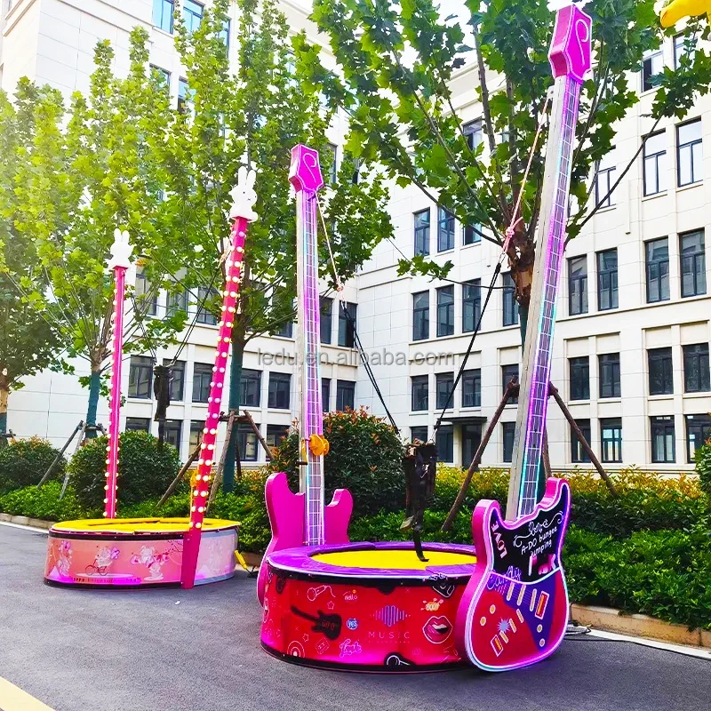 Shopping mall kids amusement rides single person guitar bungee trampoline for sale