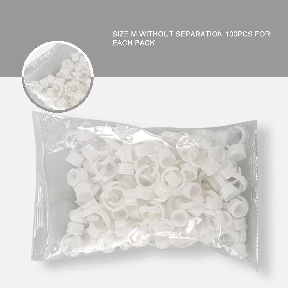 

500Pcs Disposable Ink Caps for Eyelash Extensions Tattoo Pigment Holders Ring Cup Makeup Tools Clear Size M White
