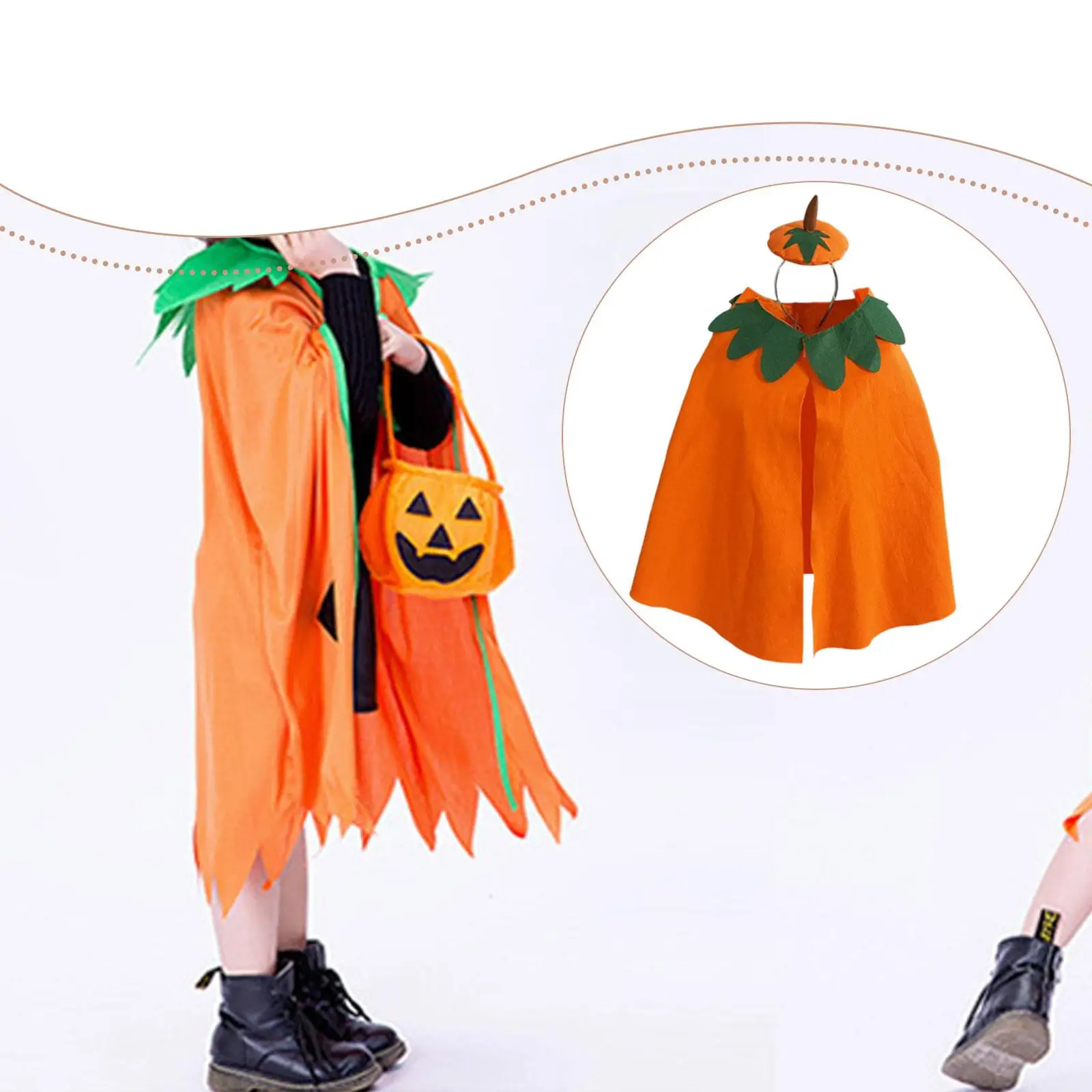 Traje de capa de calabaza para niños para juegos de rol puesta en escena accesorios fotográficos
