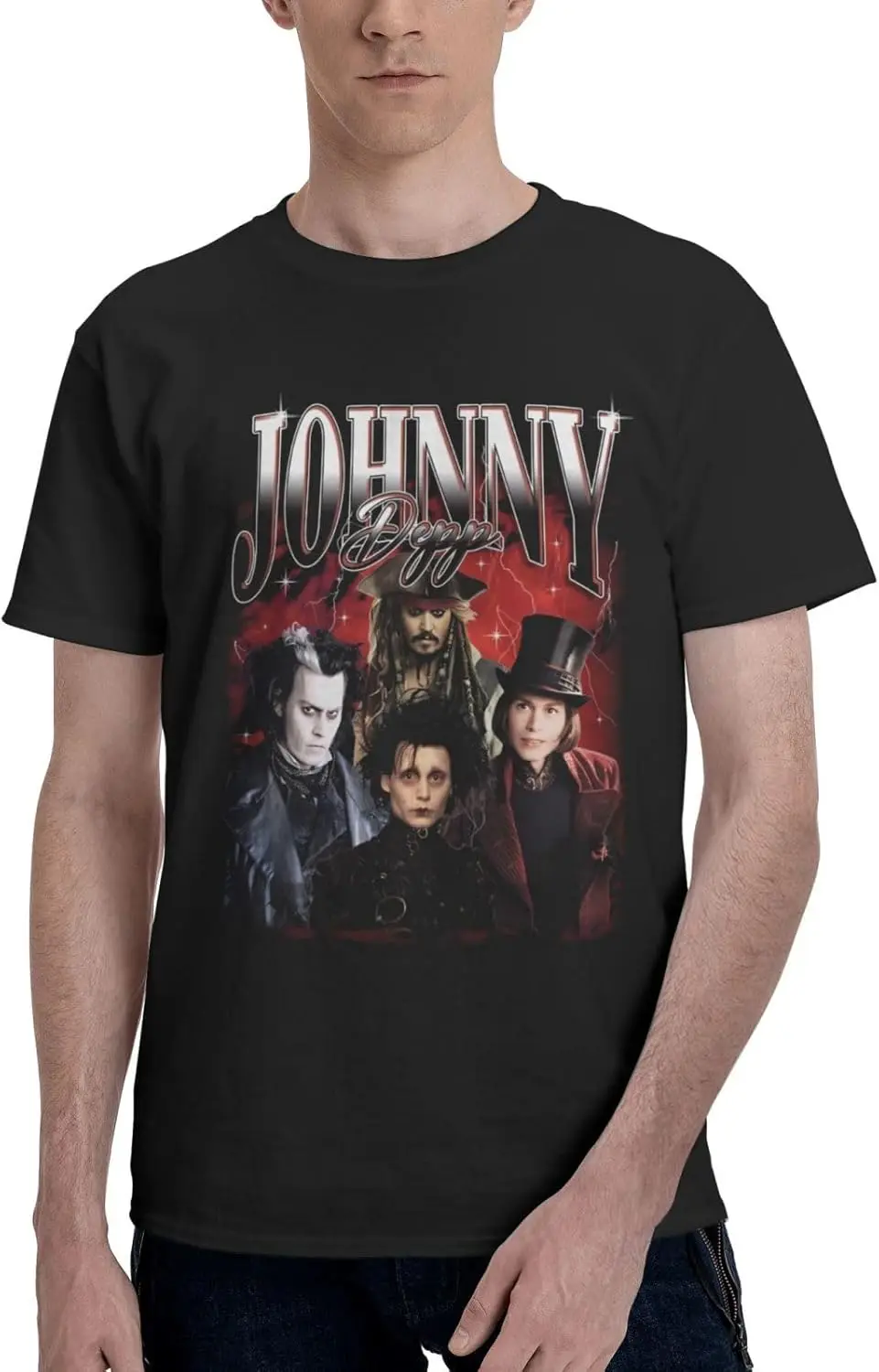 Johnny Depp T Shirt Men's Summer Short Sleeve T-Shirt Crewneck Casual Tee