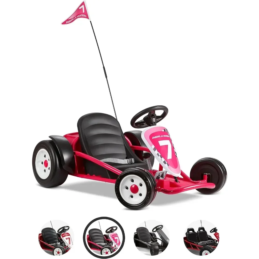 

Go-Kart 24 Volt Outdoor Ride On Toy Pink Go Kart for Kids Ages 3-8 Large,Freight free