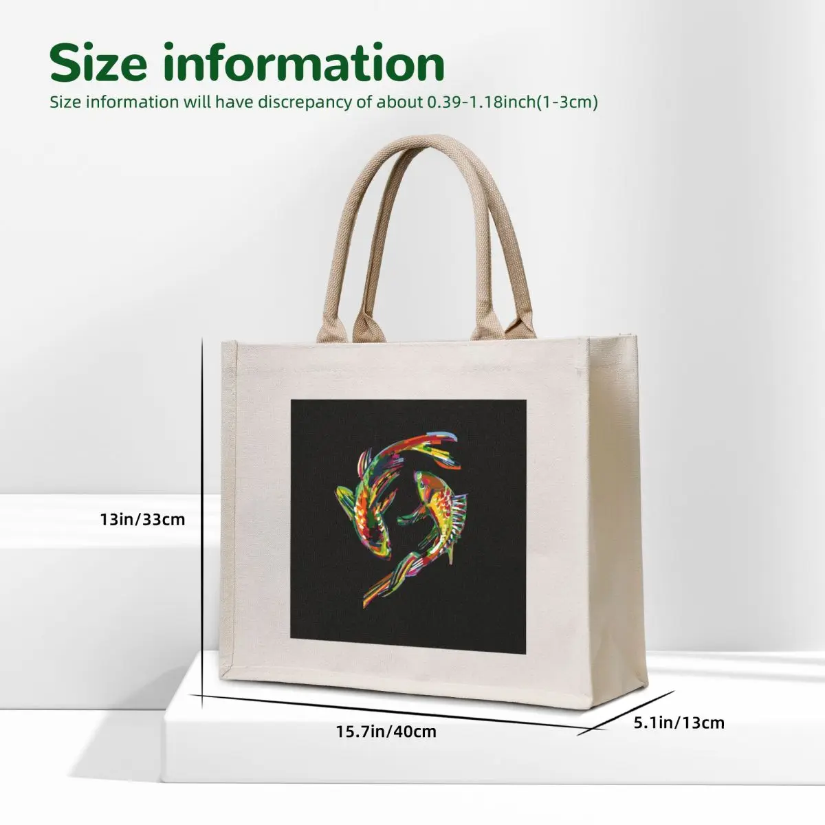 Vibrant Hand-Drawn Koi Carps Tote Bag cute pouch bag eco pack Candy bags woman shopping bag