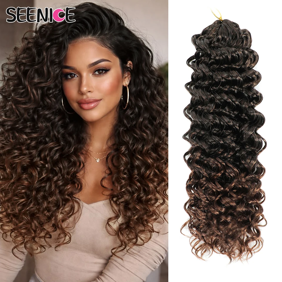 

Curly Crochet Hair GoGo Curl For Women Brown Black Deep Wave Braiding Hair Extension Synthetic Bohemian Crochet Braid Water Wave