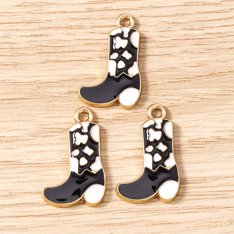 10 Stück niedliche Emaille-Stiefel-Anhänger für die Schmuckherstellung, Ohrringe, Halsketten, Armbänder, DIY, handgefertigtes Kunsthandwerk, Zubehör – Detail 6