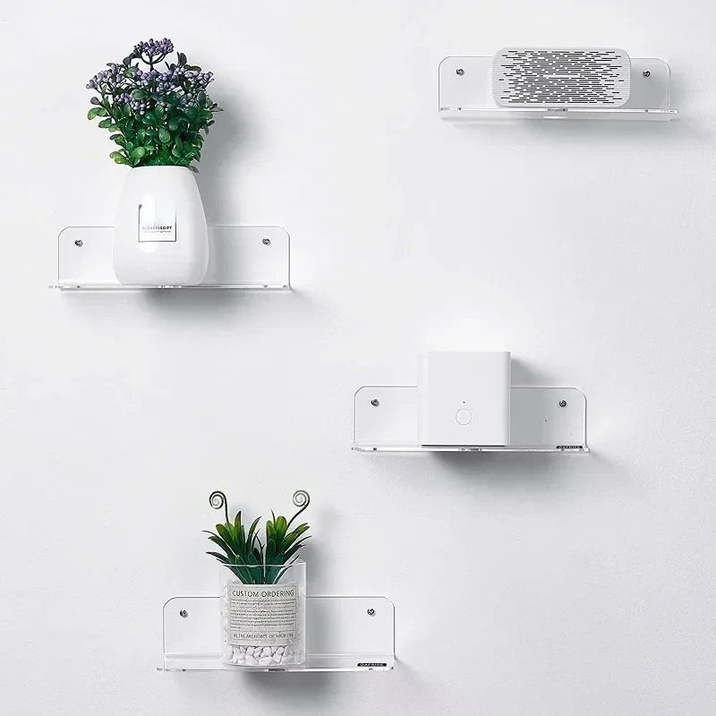 

9 Inch Floating Wall Shelves Set of 4 Solve Counter Space Issues Acrylic Small Wall Shelf for Bathroom Bedroom Living Room