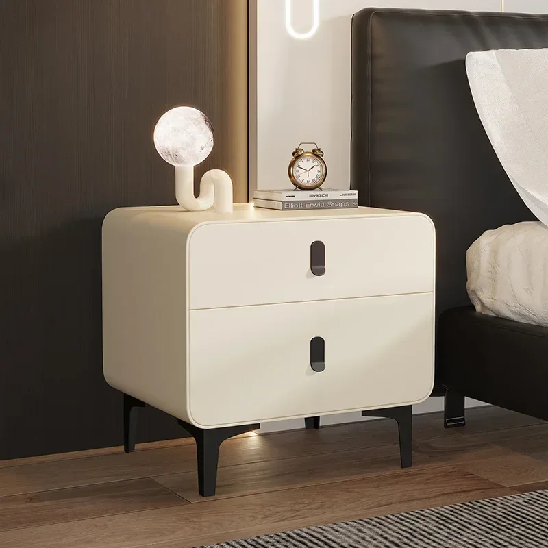 Simple Modern Cream Wind Bedside Table Small Bedroom Household Bedside Simple Storage Small Cabinet Bedside Rack