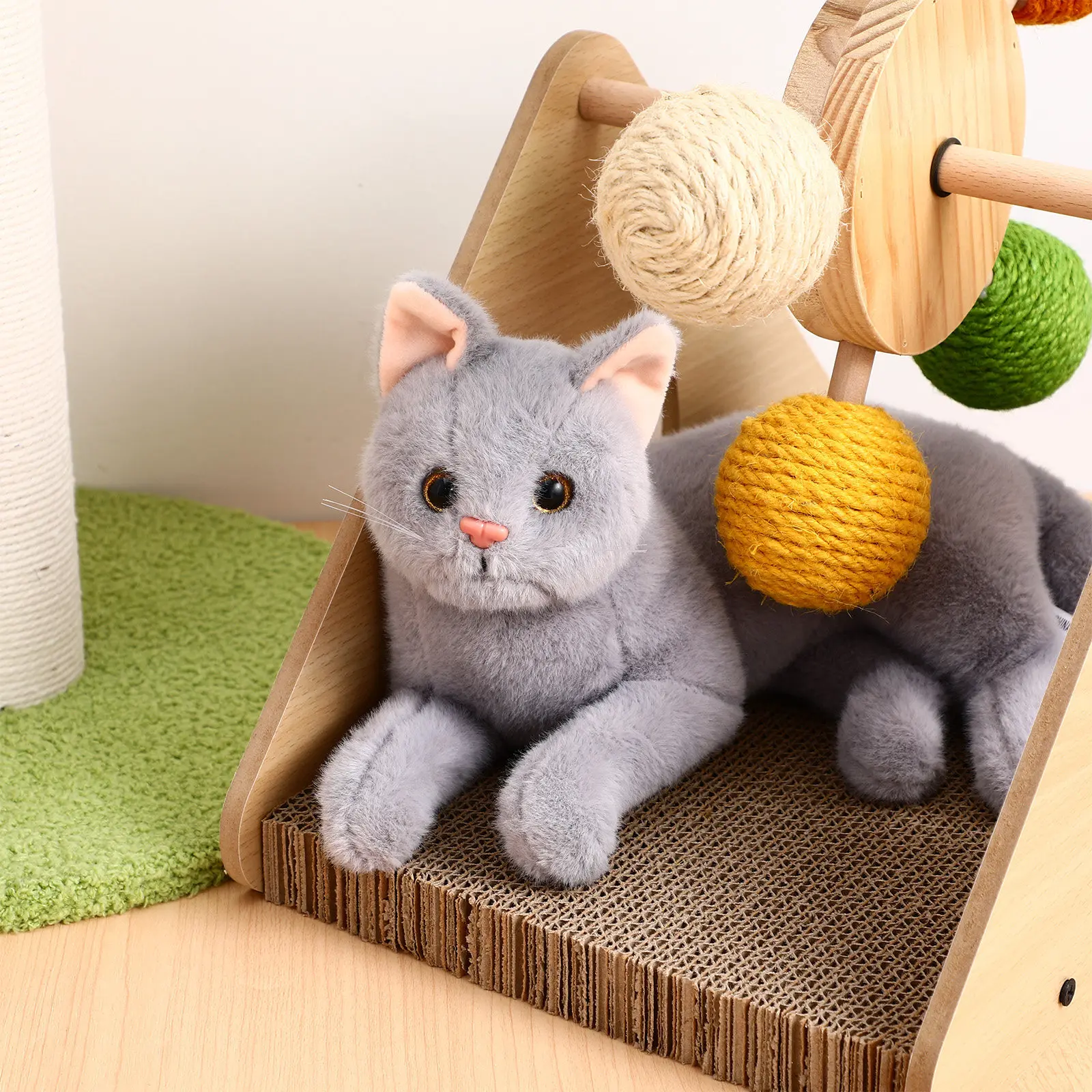 

Игрушечная кошка-симулятор, яркий мультяшный дизайн, удобная мягкая игрушка для детской комнаты, домашнего декора, 11.8x5.9x3.9