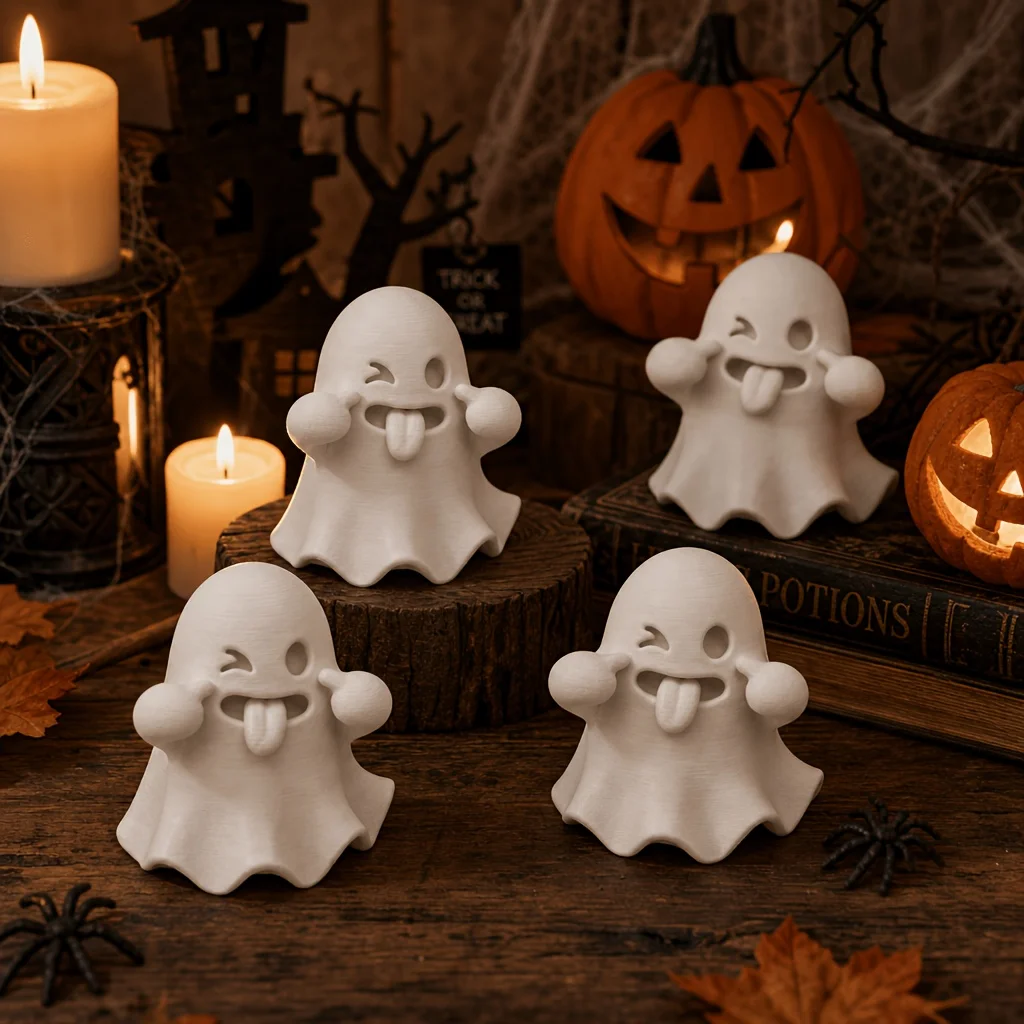 2er-Pack verspielte und niedliche Geisterfiguren, kreative Halloween-Dekorationen, heilende Mini-Ornamente, geeignet für die Dekoration von Home-Office-Schreibtischen, tolles Weihnachtsgeschenk – Detail 2