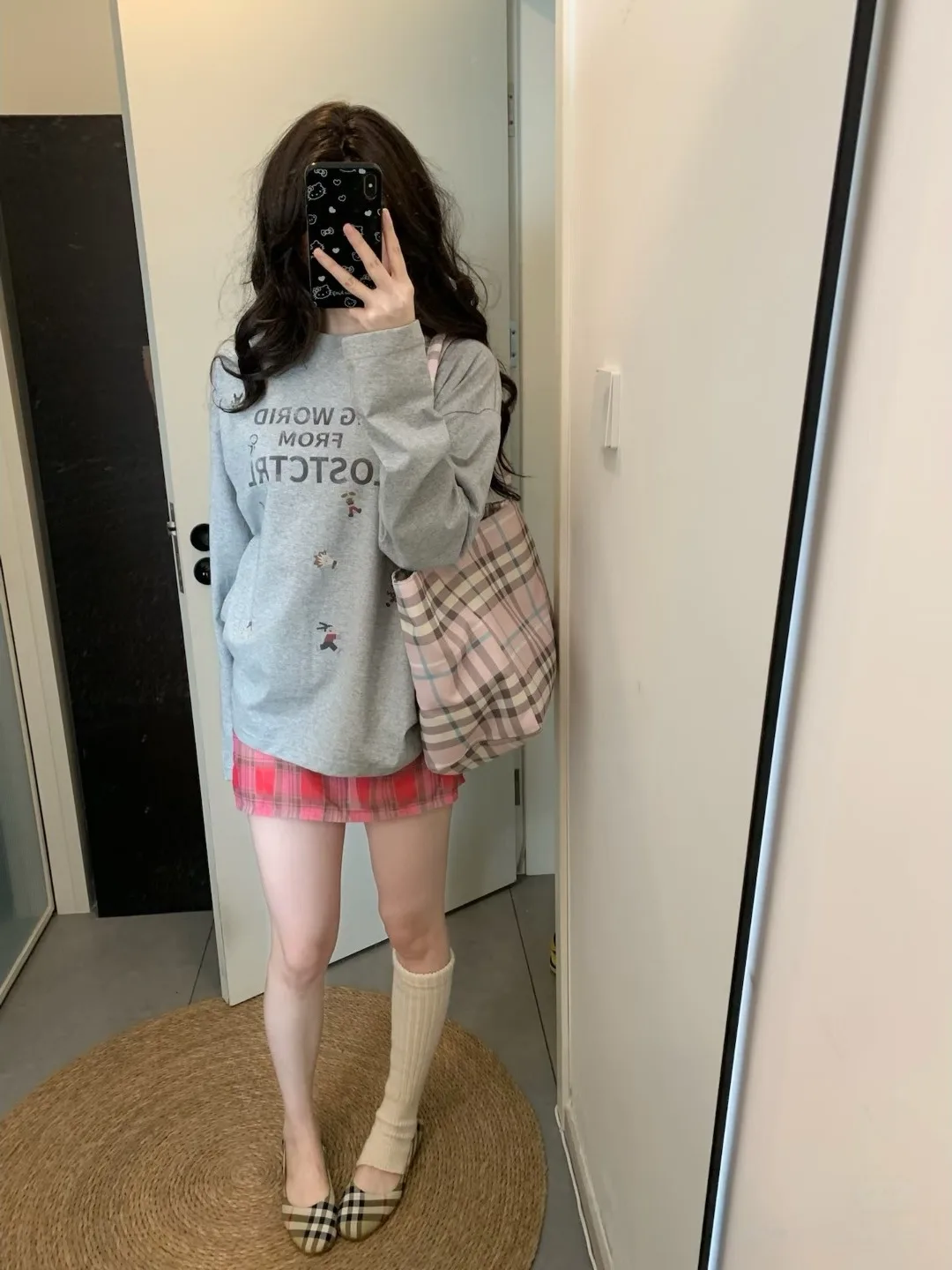 Loose Long Sleeve T-Shirt Women's Spring 2026 New Casual Vintage Print Lettering plus Size Versatile Slimming Top Design