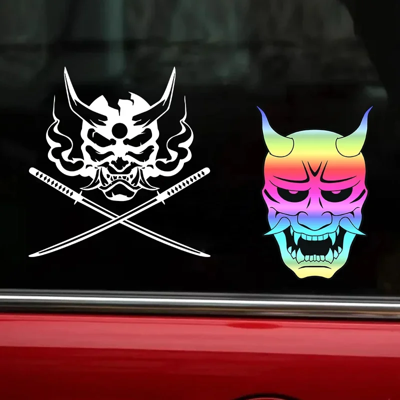Demon Mask JDM Decal 1PC Motorcycle Vinyl Sticker Waterproof Sunproof for Front Fender Car Window Bumper Decor