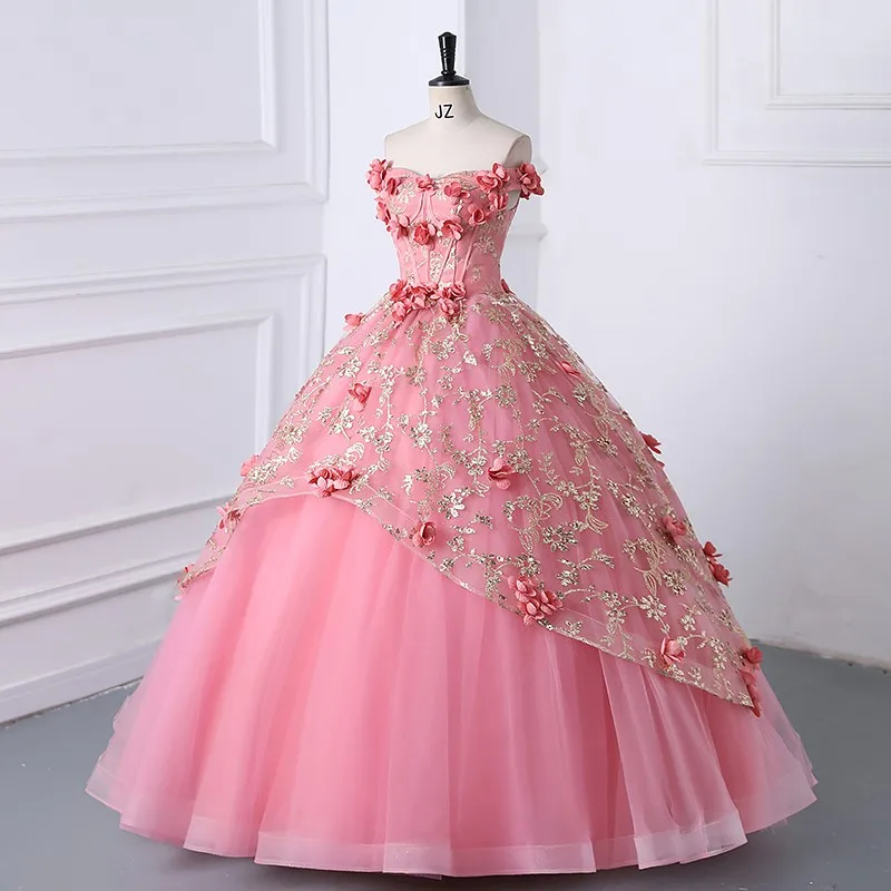 Vestidos de quinceañera con hombros descubiertos, vestido de fiesta de flores dulces, apliques, fiesta de cumpleaños, graduación, personalizado, novedad de 2024