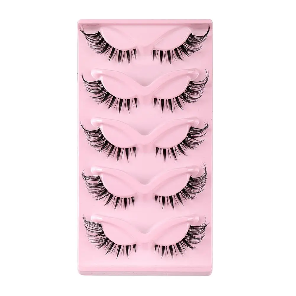 5 par kocie rzęsy Faux Mink Eyelashes Natural Winged Lashes End Manga hot Eyelashes Eye long Fake Extongated Makeup Las O5L5