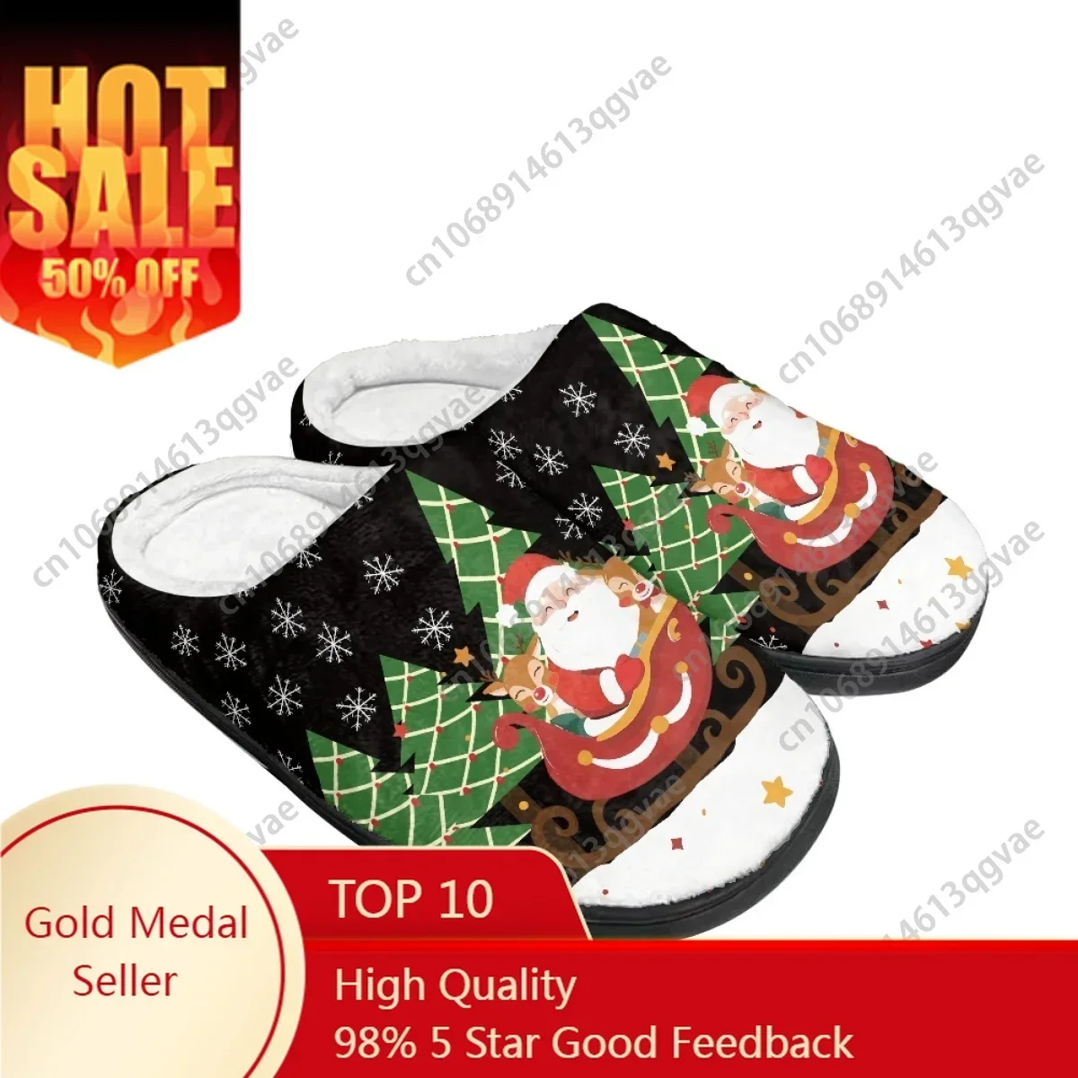 

Santa Claus Mini Cartoon Cute Winter Christmas Home Cotton Slippers Mens Womens Teenager Plush Bedroom Keep Warm Custom Slipper