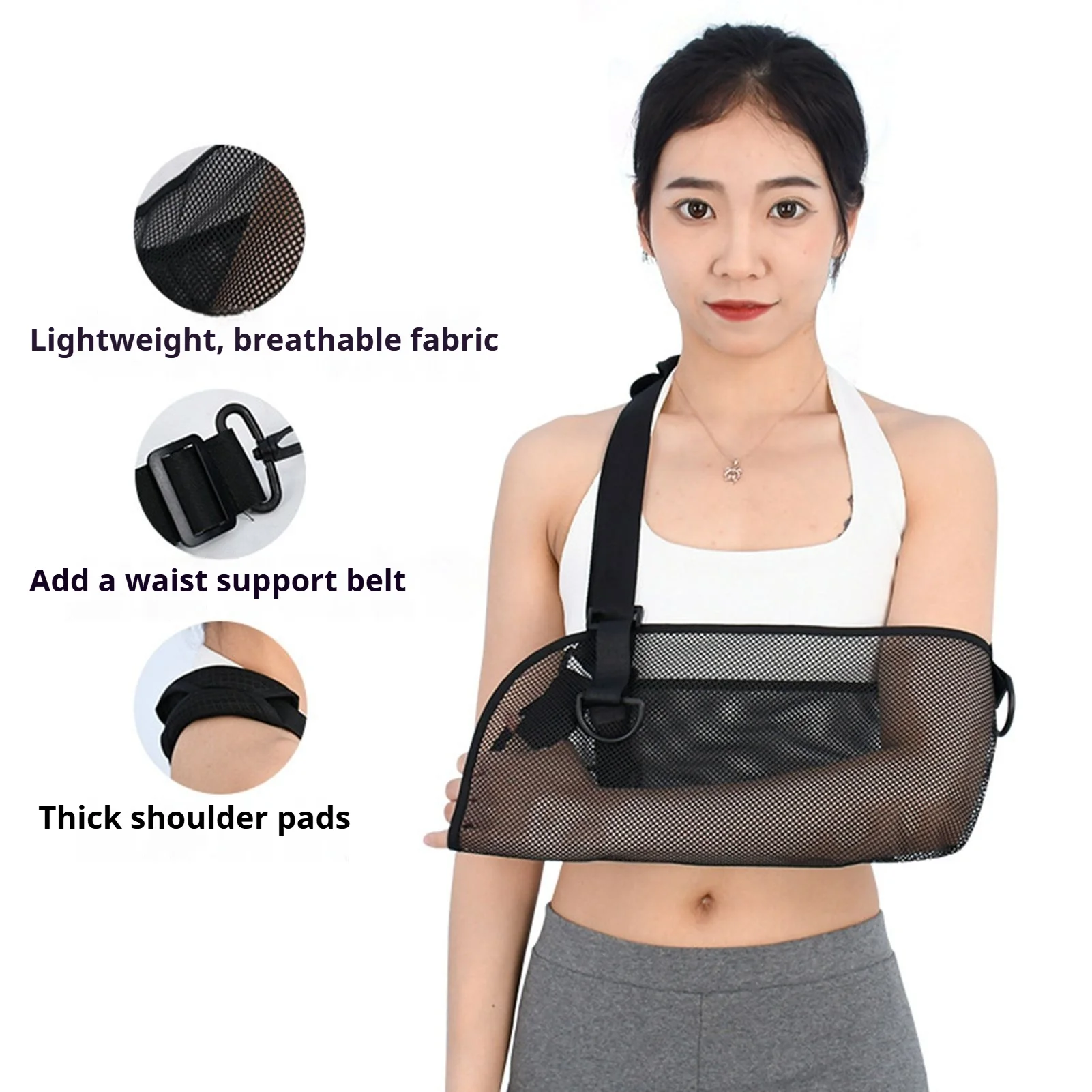 

Breathable Arm Sling Adjustable Support Strap Lightweight Immobilizer For Injury Shoulder Elbow Wrist Rotator Cuff Men And Women