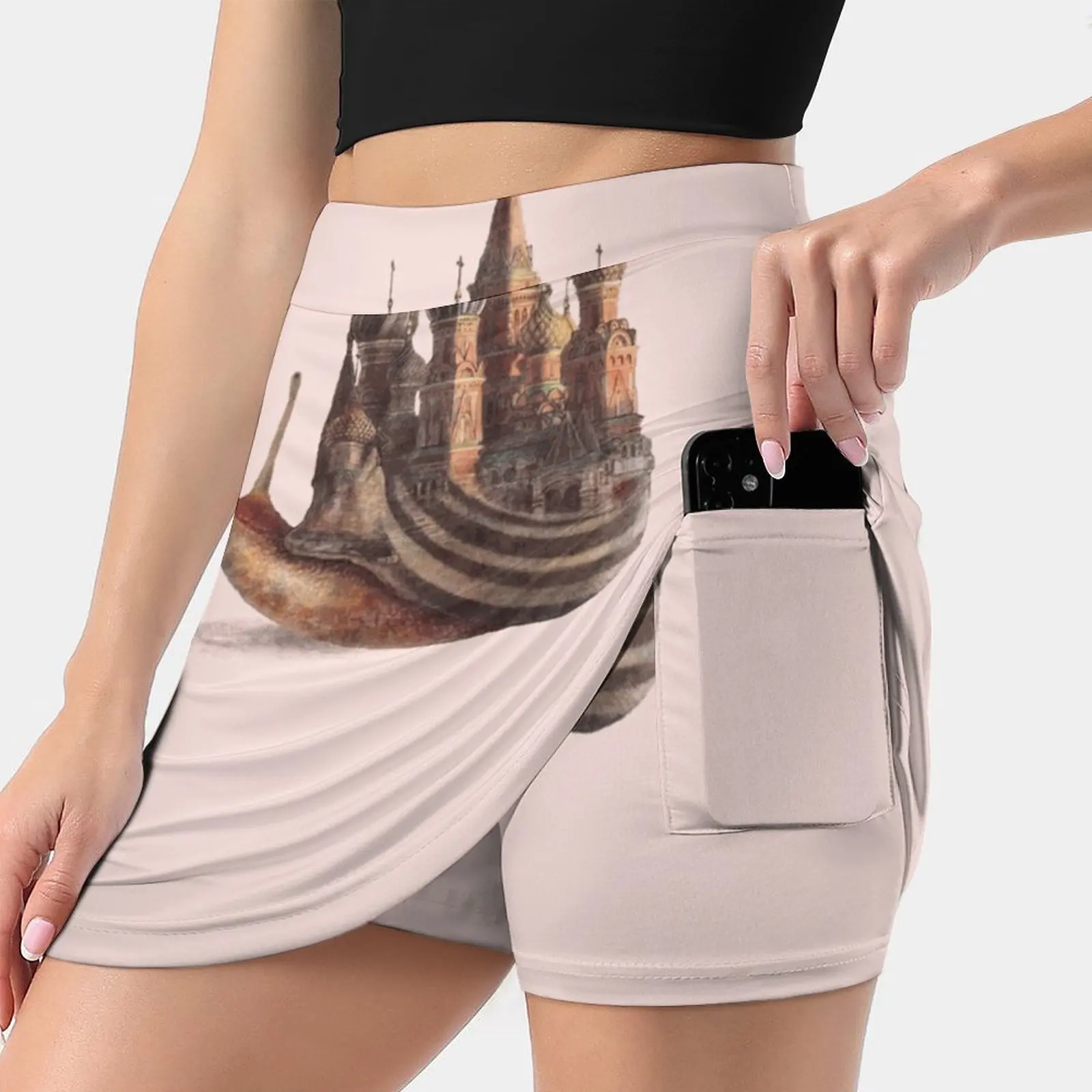 The Snail' ; S Daydream Women Mini Skirt Two Layers With Pocket Skirts Sport Fitness Running Skorts Snail Fantasy St Basils