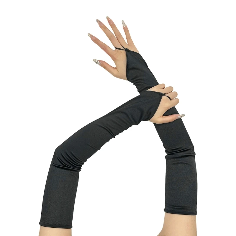 Long Gloves for Women Dancing Elastic Fingerless Gloves Satins Dropship