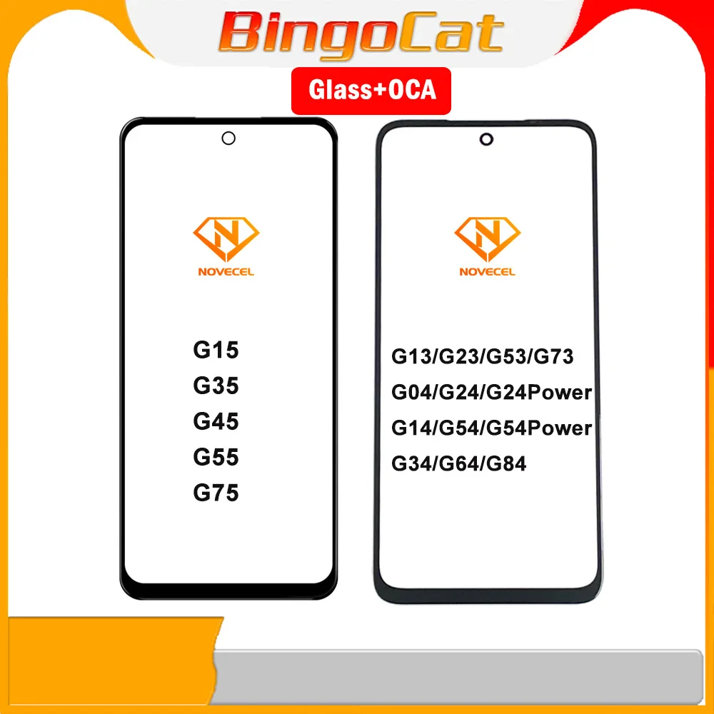 Novecel 5 piezas para Motorola Moto G45 G55 G75 G53 G73 G04 G04S G14 G24 G34 G54 G64 G84 pantalla táctil reemplazo de lente de cristal exterior frontal