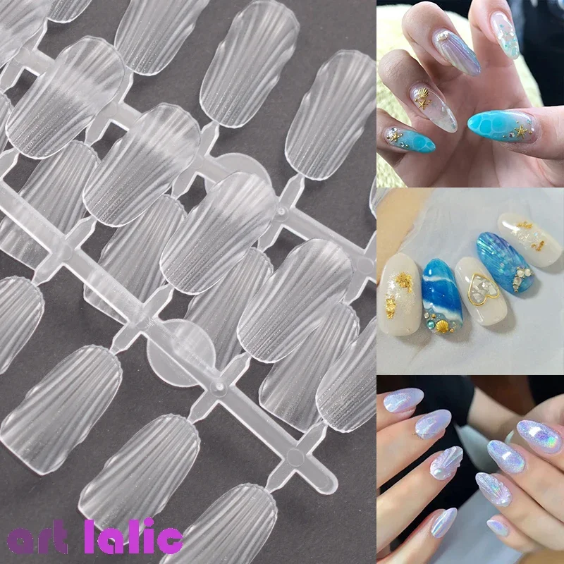 240Pcs Mermaid Seashell Design Fałszywe końcówki do paznokci Natural Clear UV Gel Polish Wstępnie zaprojektowane sztuczne paznokcie do ćwiczeń i dyskusji w dziedzinie zdobienia paznokci