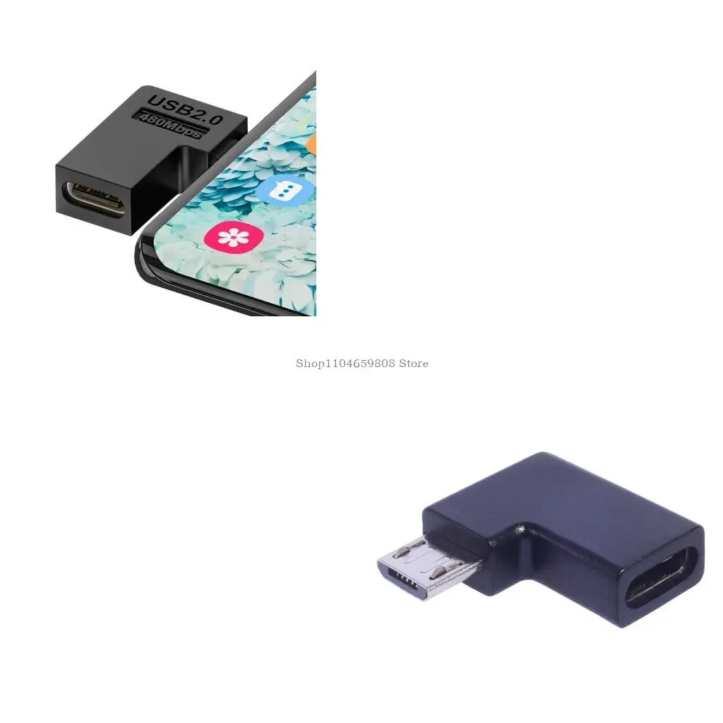 

Angled Micro USB to TypeC Adapter 48Mbps Fast Data Transfer for Smartphones Car Navigations System