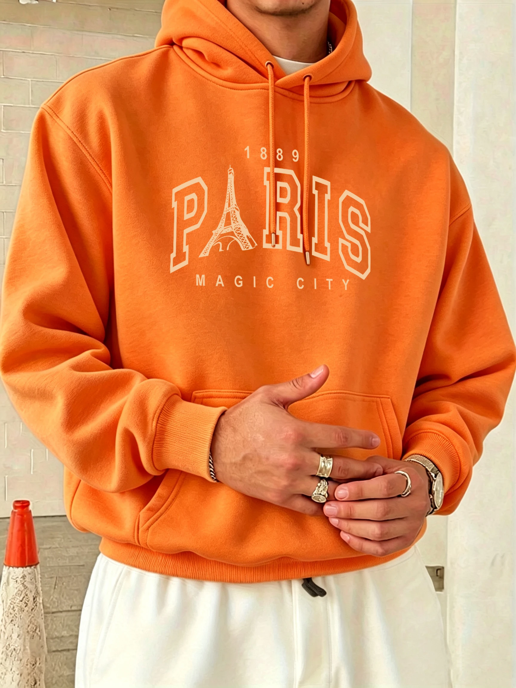 1889 Paris Magic City Print Fashion Autumn Hoodie Men Long Sleeved All-Match Sweatshirts Loose Soft Tops Casual Sport Clothing