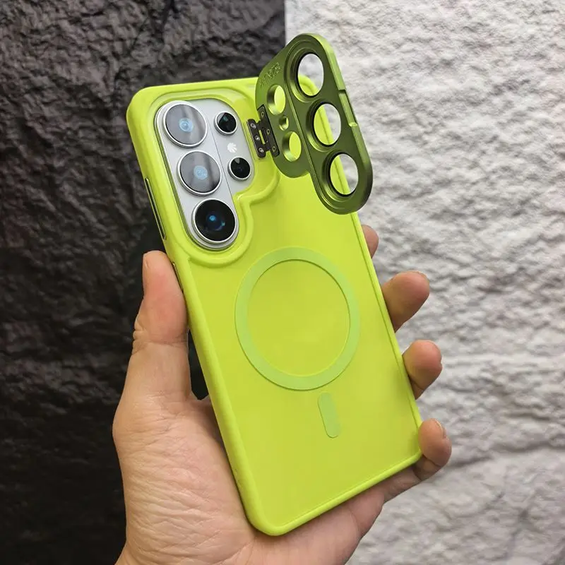 Fresh Color Camera Protect Stand Holder for Magsafe Case For Samsung Galaxy S25 S23 S24 S26Ultra Plus Magnet Lens Bracket Cover
