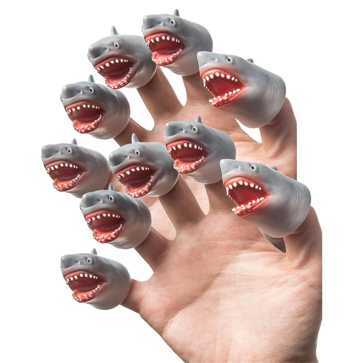 Shark Finger Puppet Set, Animals Puppet Show Theater Props, Novelty Toys Weird Stuff Gifts, 10Pcs