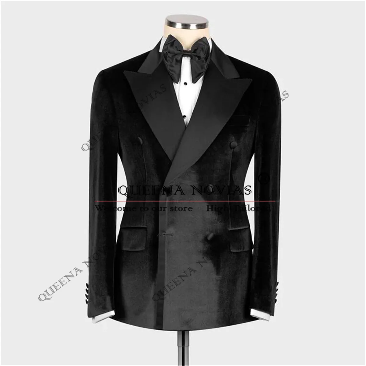 

Классические деловые костюмы, мужские двубортные бархатные куртки, брюки, комплект из 2 предметов, смокинги для жениха, банкета, ужина, вечеринки, свадьбы, traje de hombre