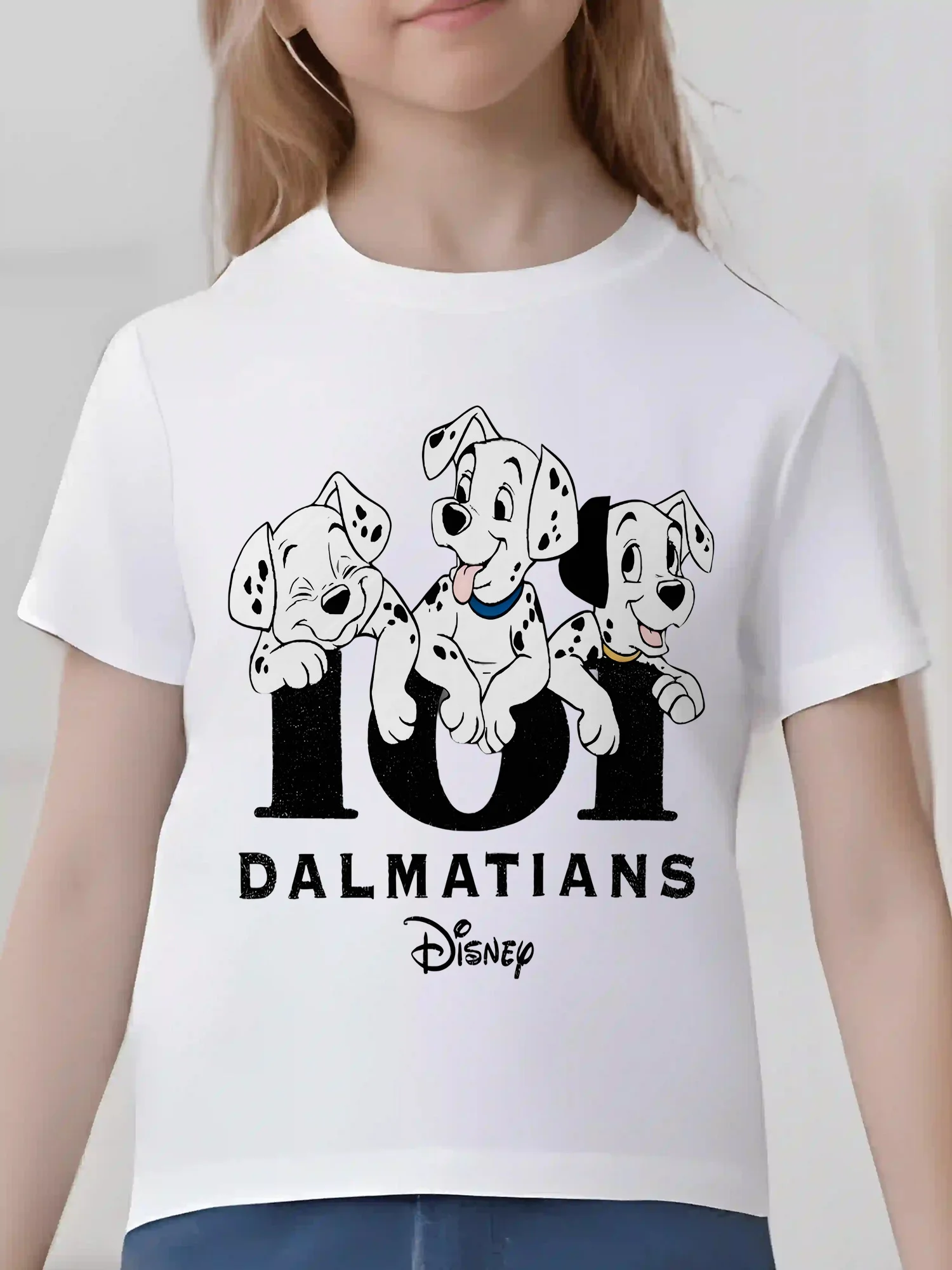 

Disney's 101 Dalmatians Girl T-Shirt Short Sleeve Cotton Tees Kids Cartoon Disney Y2k Tops Boys Girls T-shirt Children Clothing
