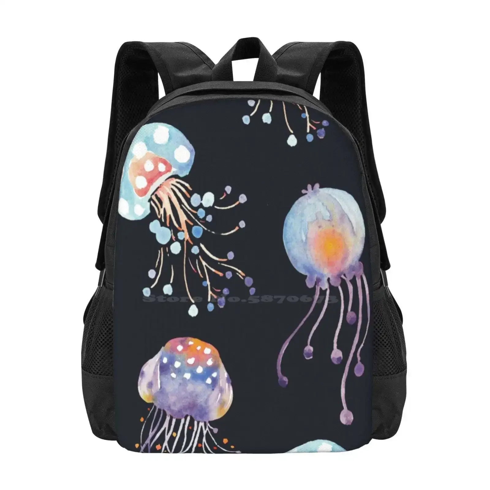 

Patters Everyday | What's In The Deep Sea Fashion Pattern Design Travel Laptop School Backpack Bag Sea Watercolor Jellyfish