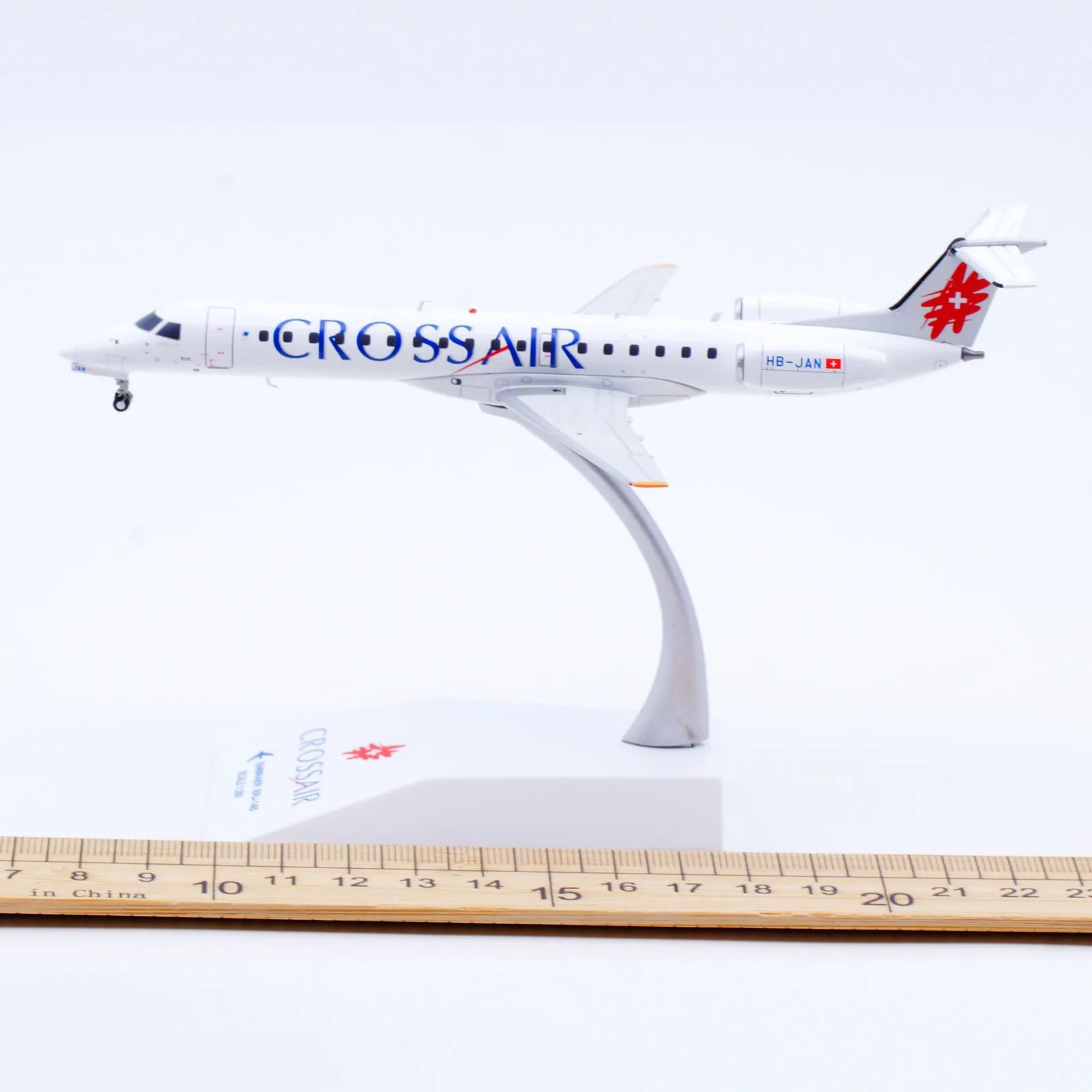 XX20153 Alloy Collectible Plane Gift JC Wings 1:200 Crossair Embraer ERJ-145LU Diecast Aircraft Jet Model HB-JAN With Stand