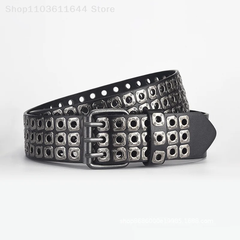 

Новый ремень с квадратными бусинами и заклепками, металлический пояс-пирамида для мужчин и женщин, фурнитура в стиле панк, джинсовый ремень Y2K, дизайнерский ремень, женские ремни