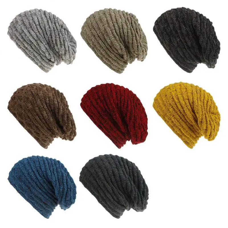 New Knitted Hat Woolen Yarn Men\'s Women\'s Vintage Style Beanies Diamond Plaid Autumn Winter Woolen Hat Warm Accessories