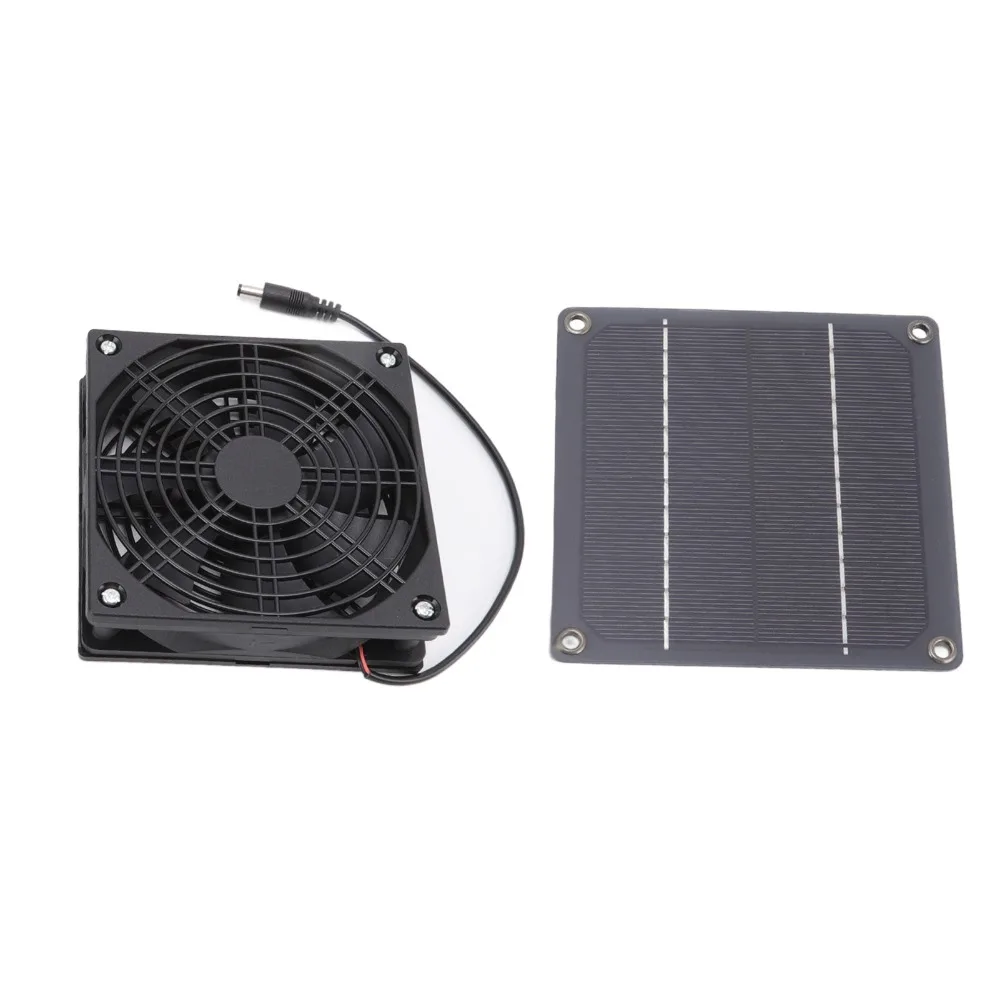 3W Solar Powered Exhaust Fan Weatherproof Monocrystalline Solar Panel Fan Kit Double Layer Protective Net Easy Install