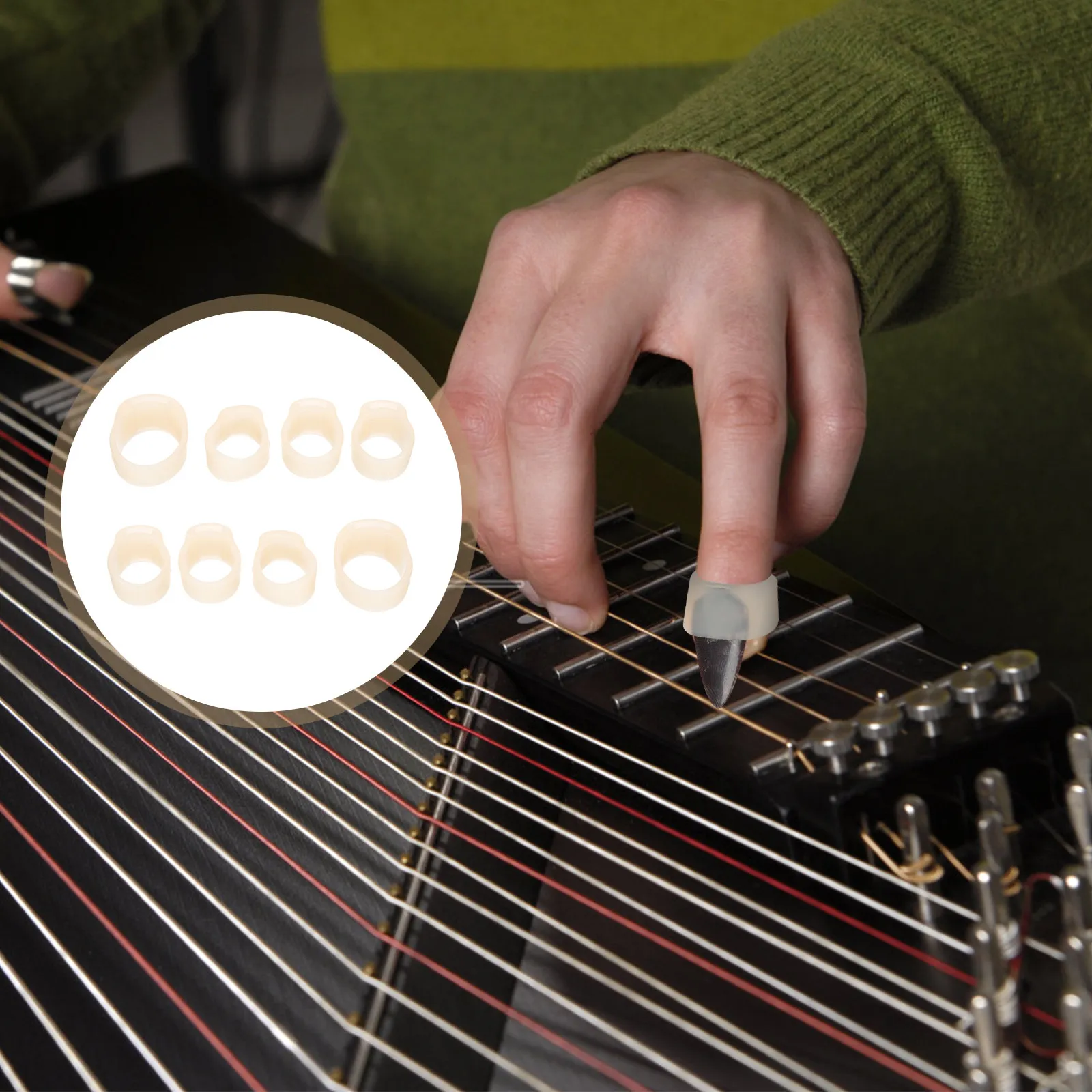 

2Sets Guzheng Nail Protectors Flexible Silicone Finger Covers for Guzheng Practice Nail Protection Rings Learning Accessories