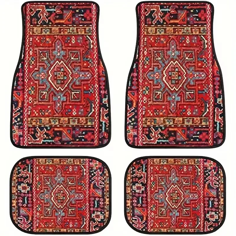 Car Floor Carpet Set of 4 Piece Persian Rug Design Auto Interior Floor Mats Durable Front & Rear Carpets for Car Truck S image 5