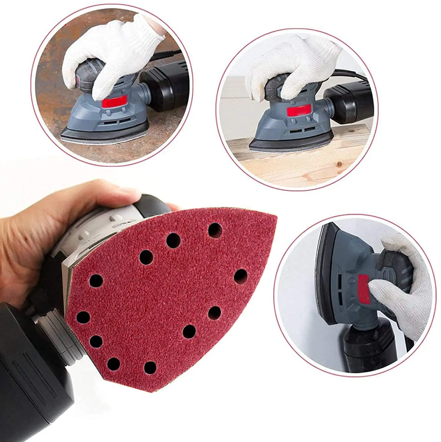 50Pcs Sanding Disc 40/60/80/120/180/240 Grits Hook and Loop 11Holes Mouse Sandpaper Fit Multi-Sander