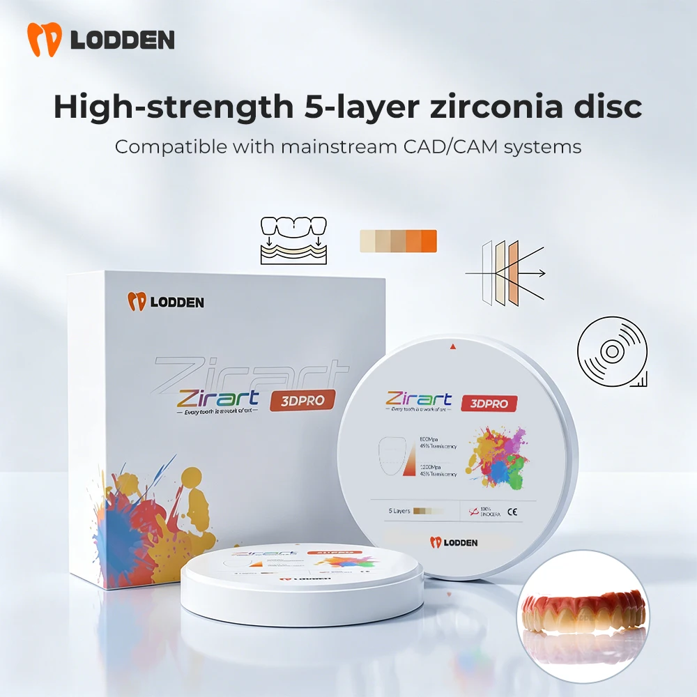 

LODDEN Dental Lab 5 Layers Zirconia Blocks 3D Pro Multilayer for CAD CAM Denture Colors A1 A2 A3 A3.5 Crown Materials 98x10-25mm